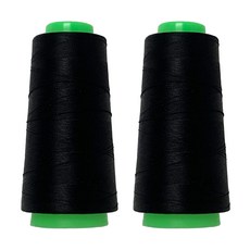 COTS 拷克/鎖邊/包縫用尼龍彈力線 2200m, 黑色, 2個
