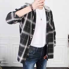 Dermind男款寬鬆版型襯衫 NF連帽格紋