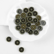 소잉바이핸드 빈티지 스크래치 단추 11 x 3 mm CP-019, 30개, 카키