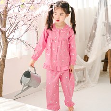 JJiniya 印度 Neko 棉質長袖睡衣上裝和下裝女孩套裝