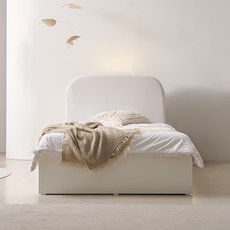 웰퍼니쳐 벨누아 LED 패브릭 수납 침대 프레임 단품 방문설치, 화이트