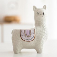 Morningscent 室內裝飾羊駝陶瓷花盆 B型 小型, 白色, 1個