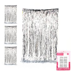 파티쇼 파티장식 은박 수술커튼, 웨이브 실버, 4개