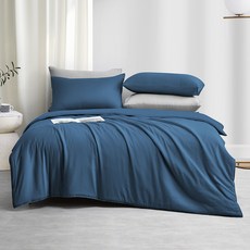 J-bedtime 床寢時光 萊賽爾天柔絲純色雙人被套 AB版 PM7668M, 質感藍