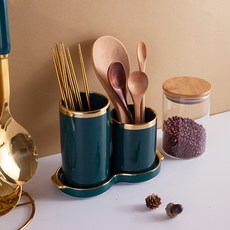 自然時代瓷勺桶, 深綠色, 1組