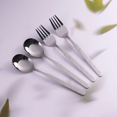 RAONNURI 兒童可愛小熊全不鏽鋼餐具組, 單一顏色, 湯匙(2p) + 叉子(2p), 1套