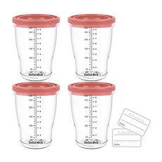 Bebelock 副食品刻度密封罐, 280ml, 4個, 蜜桃粉