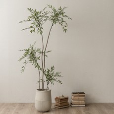 플라우스302 조화 남천 나무 인조 화분 180cm, 1개, 그린
