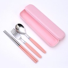 RAONNURI 兒童粉彩盒便攜式便當餐具組, 混和色, 外盒 + 湯匙 + 筷子 + 叉子