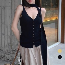 엘쏘 여성용 스카프 니트 조끼 캐미솔 가디건