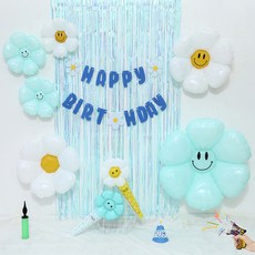 P&B UNITY 微笑雛菊窗簾生日套組, 1套, 06)藍色手拿氣球款
