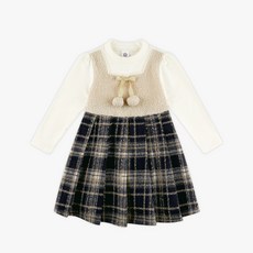 WALTONKIDS 女童毛絨拼色格紋洋裝