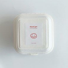 可愛微笑感謝方形貼紙, 200個, 白色