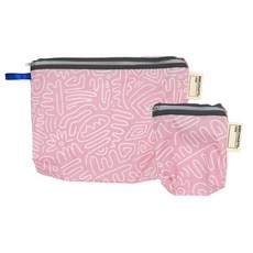 베베슈에뜨 유아용 방수 약 + 도시락 파우치 세트, 드로잉 핑크