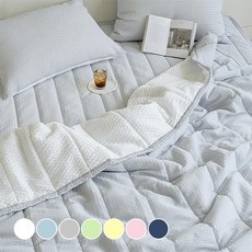 I'm bedding 超涼感泡泡紗夏季涼被, 灰色 + 白色