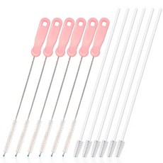 hibee 多用途吸管刷 6p + 吸管刷 6p 隨機出貨, 1套, 淺粉紅色