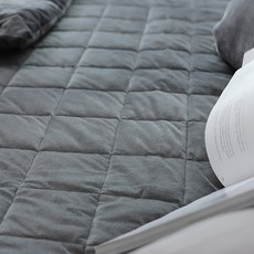 taccatacca 素色超細纖維絎縫固定帶床墊, 深灰色