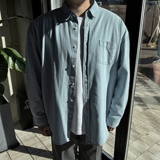 머시따 남성용 레이 오버핏 데님 셔츠