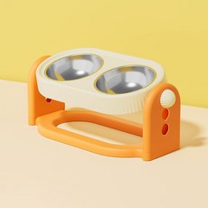 PASTEL PET 寵物高度可調彩色不鏽鋼雙碗 FREE, 橘色, 1個