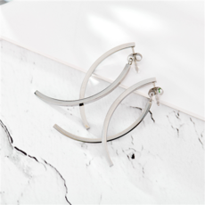 노이드비 여성용 써지컬스틸 더블라운드스틱 롱 드롭 귀걸이