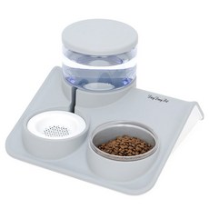 DING DONG PET 寵物 Stella 方形飲水餵食碗, 灰色, 1個