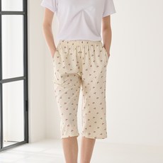 테라우드 여성용 요루면 일자 7부 파자마 바지