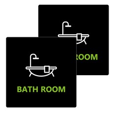 Garden in the City 壓克力浴室標示牌 18cm x 18cm x T 3mm, 2個, 黑色(B-34)
