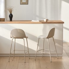 메종드꼼마 피카 쿠션 바 스툴, 베이지, 2개