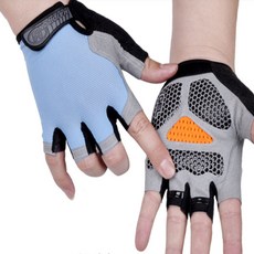 언헤브 사이클링 피트니스 반 손가락 장갑 양손 세트 스타일2, K 라이트 블루