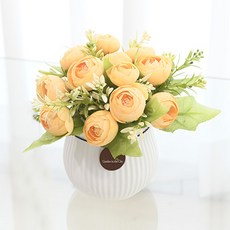 도시정원 조화 파스텔 러넌 소품, 옐로우, 1개