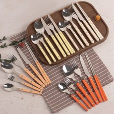 TINNY BLANC Reve 4人份湯匙筷子叉子刀具 24件組, 1套, 6種 x 4件, 淺色