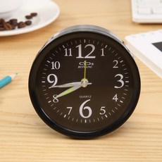 RUIVANG 맙소샵 심플 자명종 알람 탁상시계 원형 HR895, 블랙