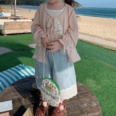 이유몽 여아용 포이루 리본 프릴 레이어드 긴팔 가디건