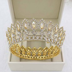 LUNA GLAM 自助婚紗馬眼水晶皇冠 LUD19, 香檳金(LUD198), 1個