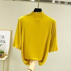 여성용 모달 터틀넥 하프 탑