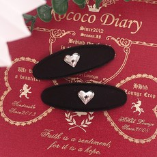 女童用銀色愛心橢圓啪嗒夾2入