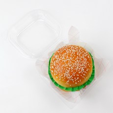 Inp 透明PET漢堡盒 11 x 11 x 6.5 cm + 粉色格紋底紙組合, 15套, 混合顏色