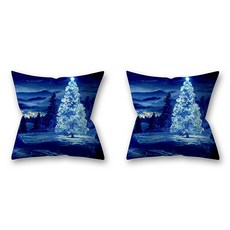 藍色雪花聖誕主題雪人抱枕套 2入