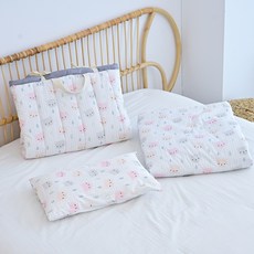 ahtty blanc 棉質午睡被套組 分離式, 格紋熊