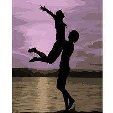 soonZAM 可愛現代水彩油畫角色繪畫DIY套組 40 x 50 x 1.6 cm, 25 真實擁抱