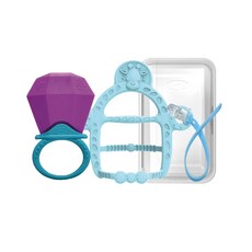 ange 固齒器2件組, 寶石固齒器(紫色)+長頸鹿固齒器(藍色)+矽膠夾(隨機出貨), 1組