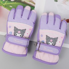 三麗鷗兒童閃亮探頭滑雪手套 雙手穿戴