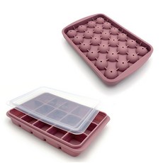 실리콘 얼음틀 15구 + 원형 24구 세트, 다크핑크, 1개