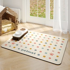 soonZAM 寵物多功能用餐休息墊 35 x 50 cm, 方塊圓圈 米色, 1個