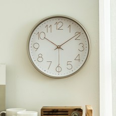 FLaITO 圓形靜音時鐘 28cm, 鉻白