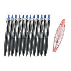 monAmi 原子筆 NEW FX ZETA 0.7mm 12入 + 按壓式修正帶 SWIP 組合, 藍色(原子筆), 隨機出貨(修正帶), 1套