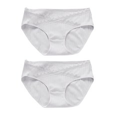 交叉線條蕾絲低腰孕婦內褲 2件組