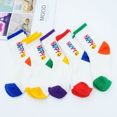 지앤 兒童開心微笑羅紋襪5雙組