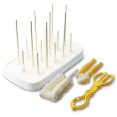 babybear 奶瓶刷+奶嘴刷+奶瓶夾+瀝水架, 黃色, 1組