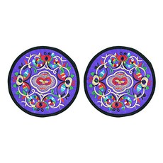 彩色藤蔓刺繡工藝杯墊 2入, 008